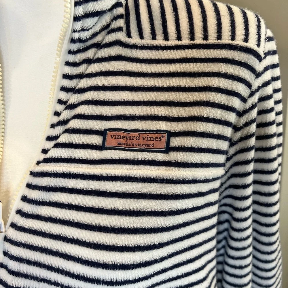 Vineyard Vines Striped Shep Shirt French Terry 1/4 Zip Pullover Women S - Picture 6 of 14